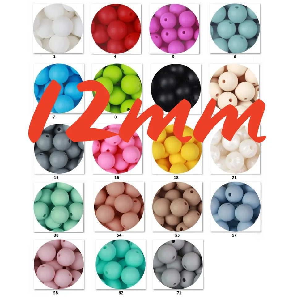 20pcs 12mm Silicone Baby Beads Round Teether Teething Beads DIY Pacifier Chain Necklace Pendant Toys BPA Free Baby