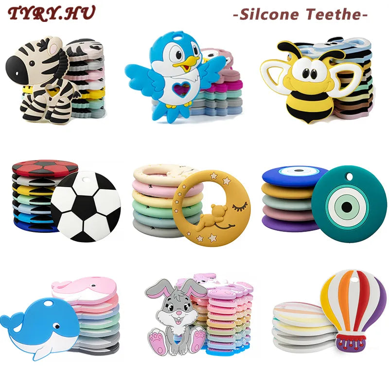 1Pc New Baby Silicone Teether BPA-Free Cartoon Bird Bee Baby Necklace Pendant Silicone Teether Baby Teeth Care Chewing Toy